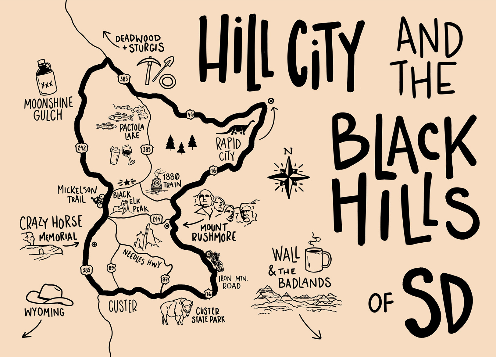 Map of Hill City, SD and the Black Hills